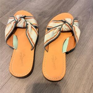 Universal Thread  Women's Striped Knotted Sandals - Tan and Cream